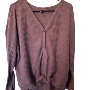 Women's XL Mauve Button-Up Sweater